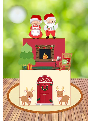 TOPO DE BOLO -  casa do papai noel