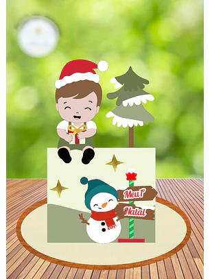 TOPO DE BOLO - baby natal no polo norte