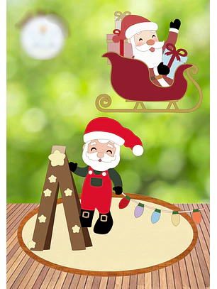 TOPO DE BOLO - noel no treno e na escada