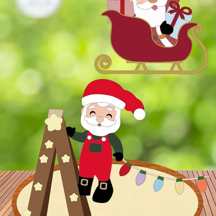 TOPO DE BOLO - noel no treno e na escada 1