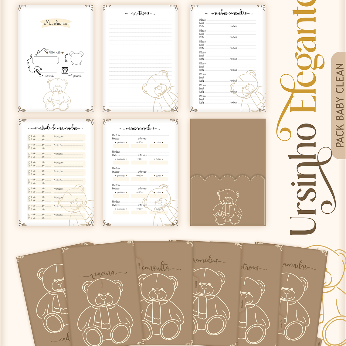 Arquivo Encadernação Baby Ursinho Elegante 2