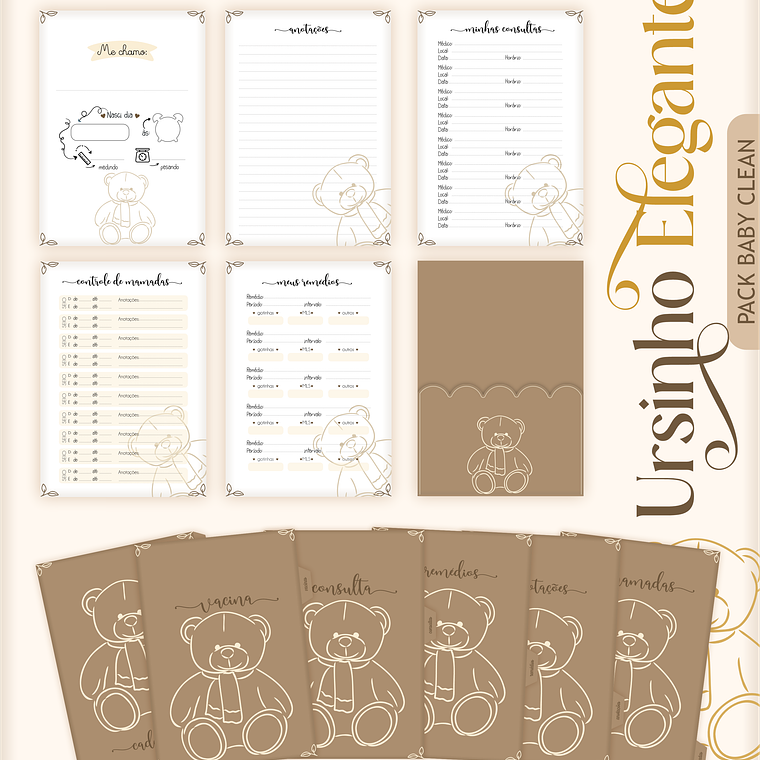 Arquivo Encadernação Baby Ursinho Elegante 2