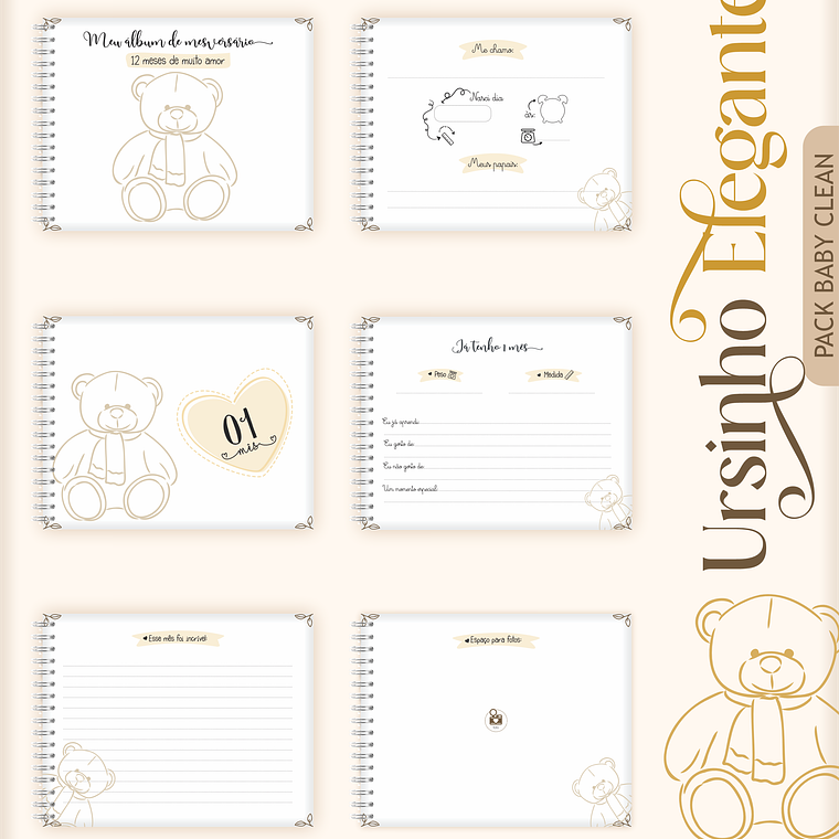 Arquivo Encadernação Baby Ursinho Elegante 4