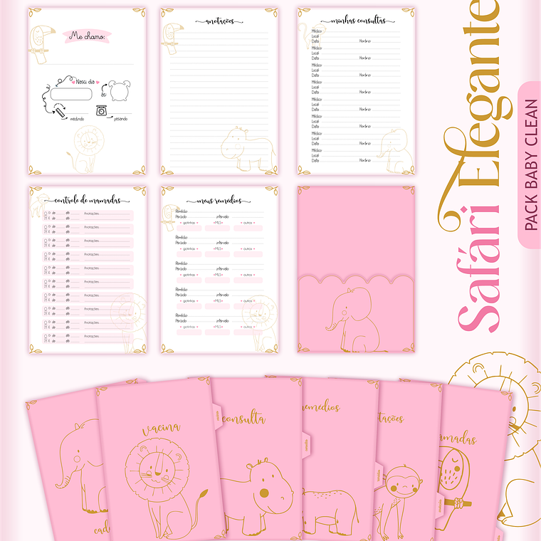 Arquivo Encadernação Baby Safari Clean 17
