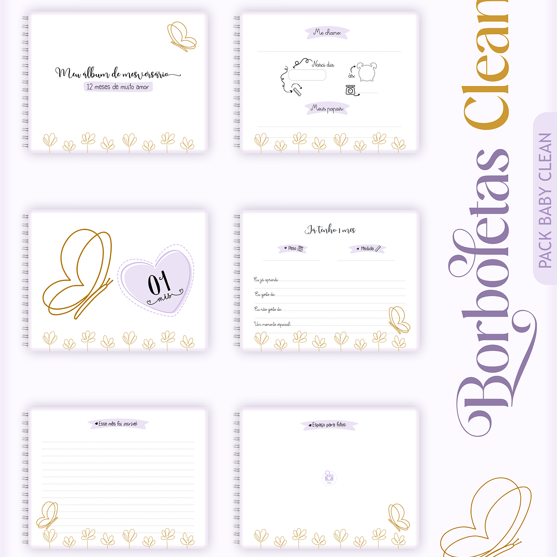 Arquivo Encadernação Baby Borbolea Clean 13