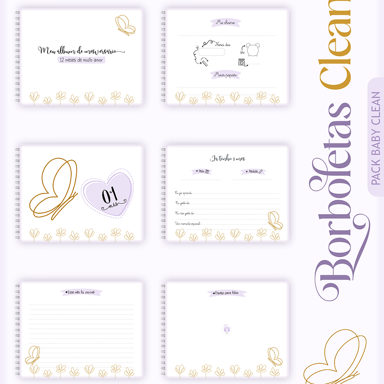 Arquivo Encadernação Baby Borbolea Clean 13