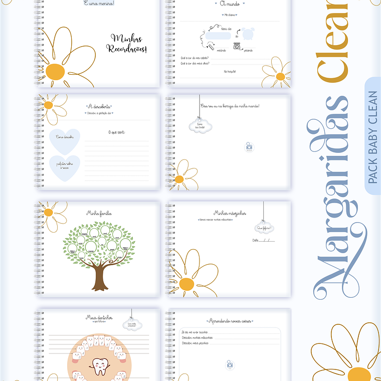 Arquivo Encadernação Baby Margaridas Clean 2