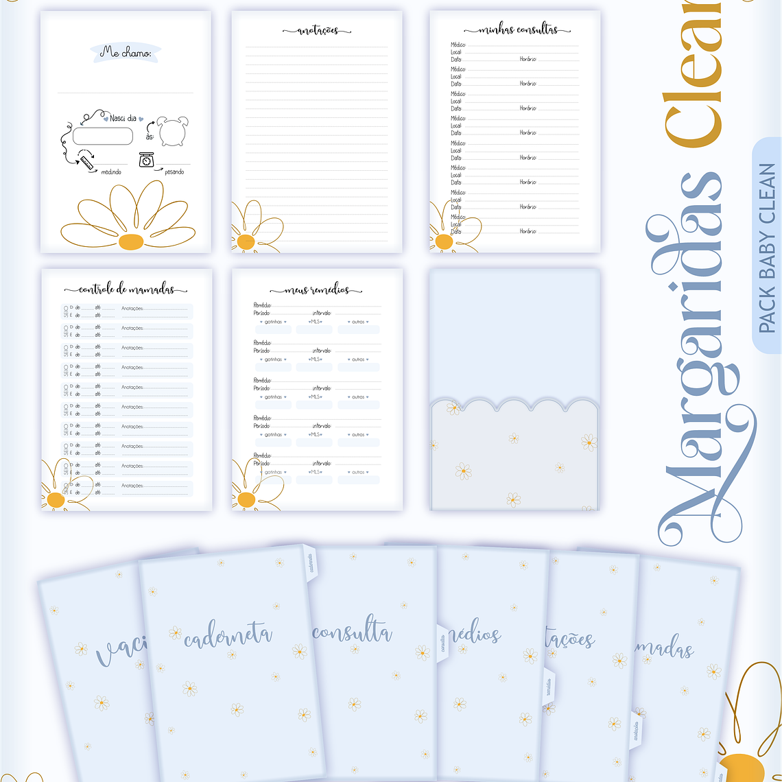 Arquivo Encadernação Baby Margaridas Clean 3