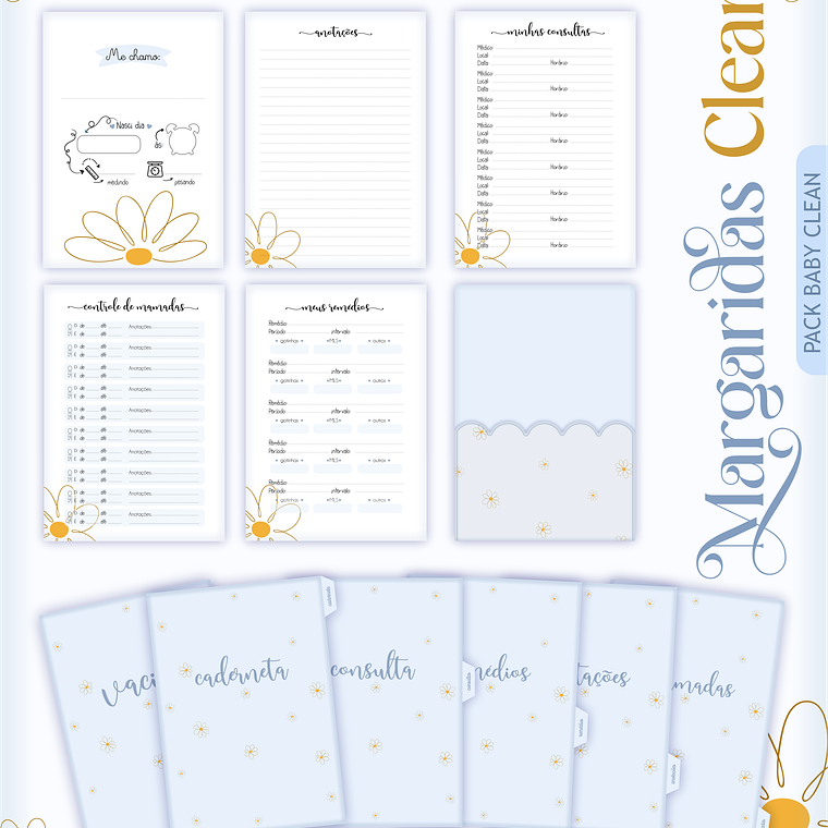Arquivo Encadernação Baby Margaridas Clean 3
