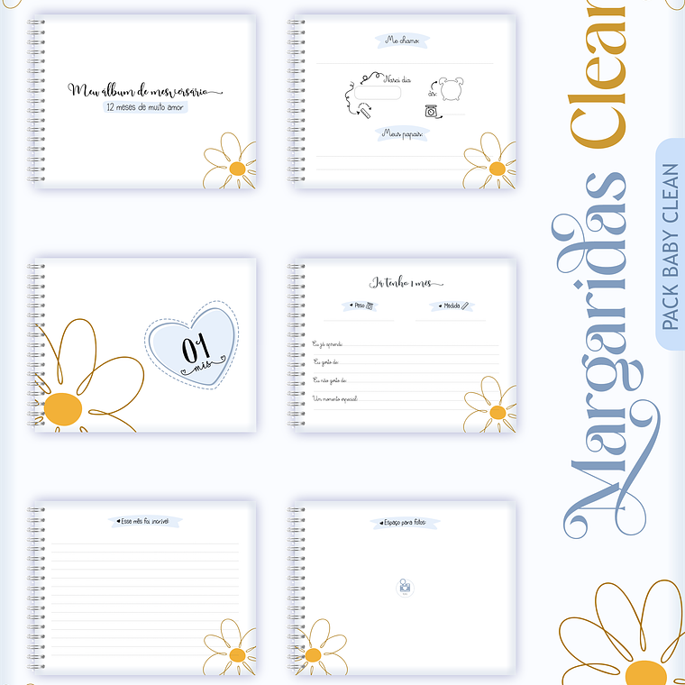 Arquivo Encadernação Baby Margaridas Clean 5