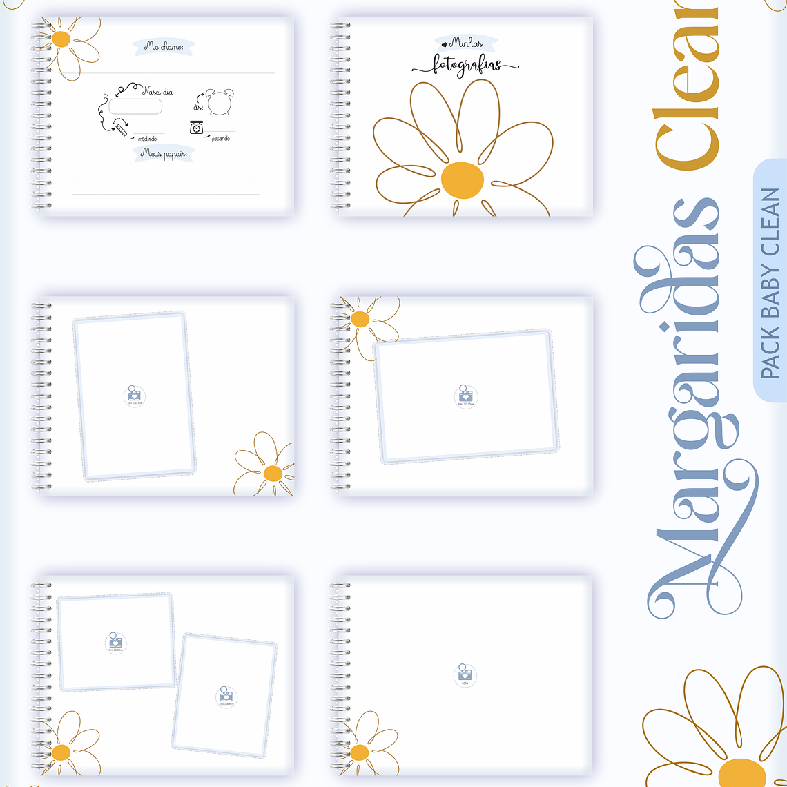 Arquivo Encadernação Baby Margaridas Clean 15