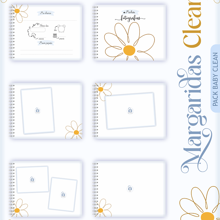 Arquivo Encadernação Baby Margaridas Clean 15