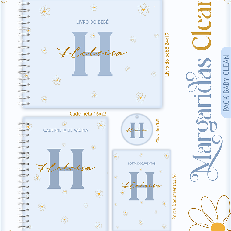 Arquivo Encadernação Baby Margaridas Clean 1