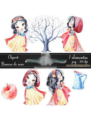 Kit Digital Branca de Neve Aquarela