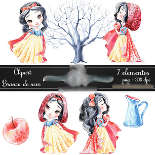Kit Digital Branca de Neve Aquarela