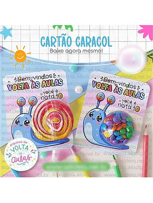 Arquivo Volta às Aulas Cartão Pirulito Caracol