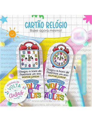 Arquivo Cartão Relógio Volta às Aulas