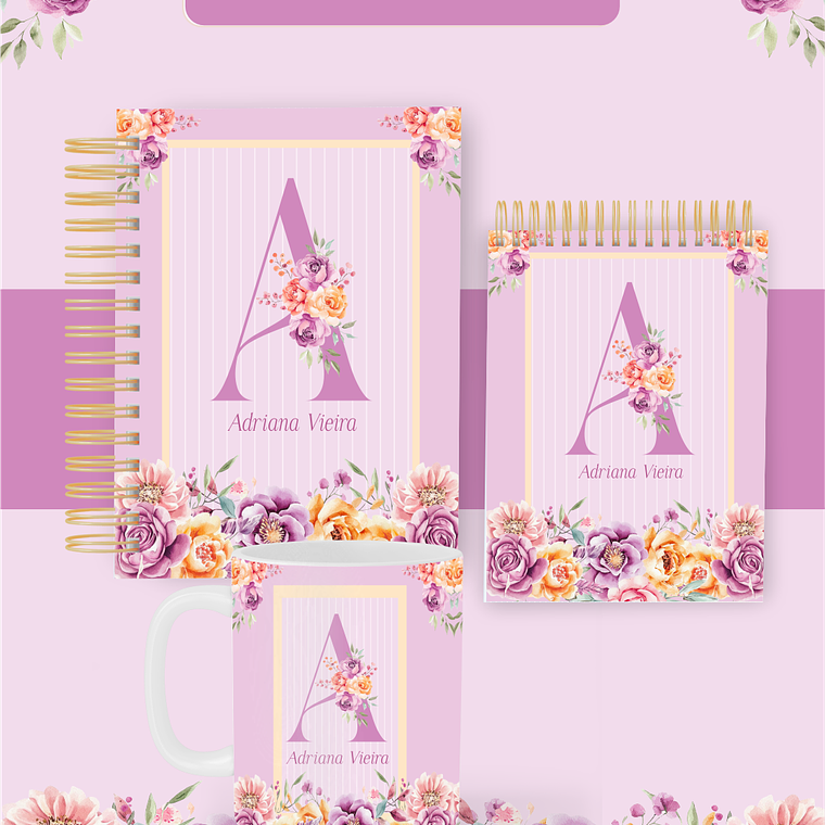 Arquivo Encadernação Coleção Floral Alfabeto 2026 - Pamella Vieira 1