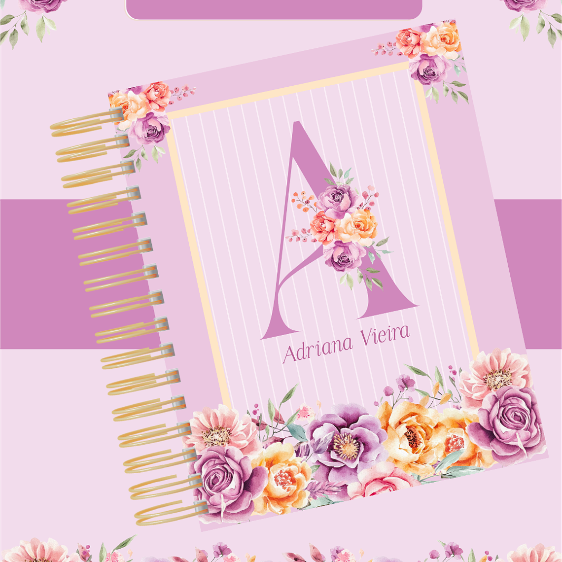 Arquivo Encadernação Coleção Floral Alfabeto 2026 - Pamella Vieira 4