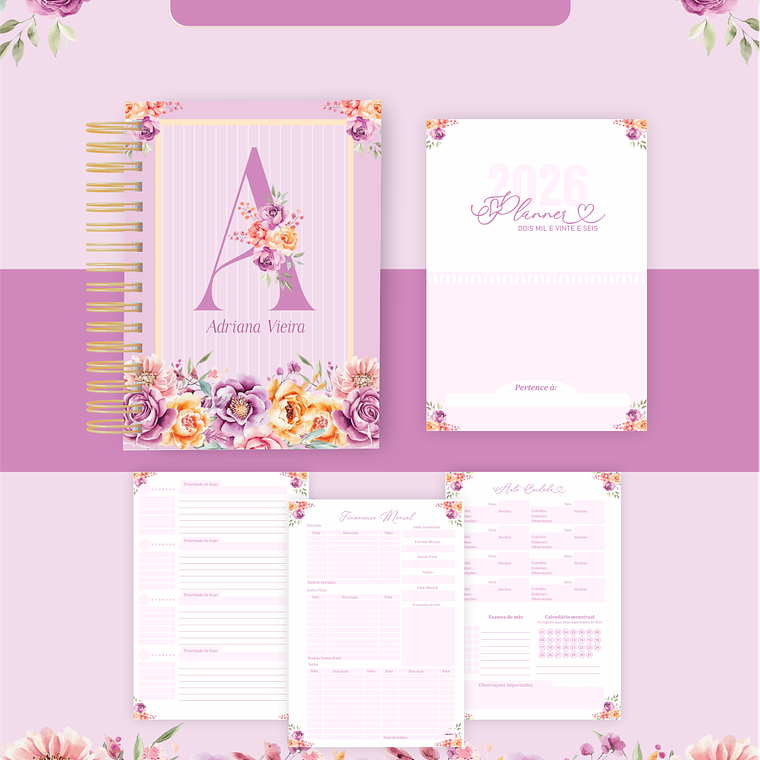 Arquivo Encadernação Coleção Floral Alfabeto 2026 - Pamella Vieira 5