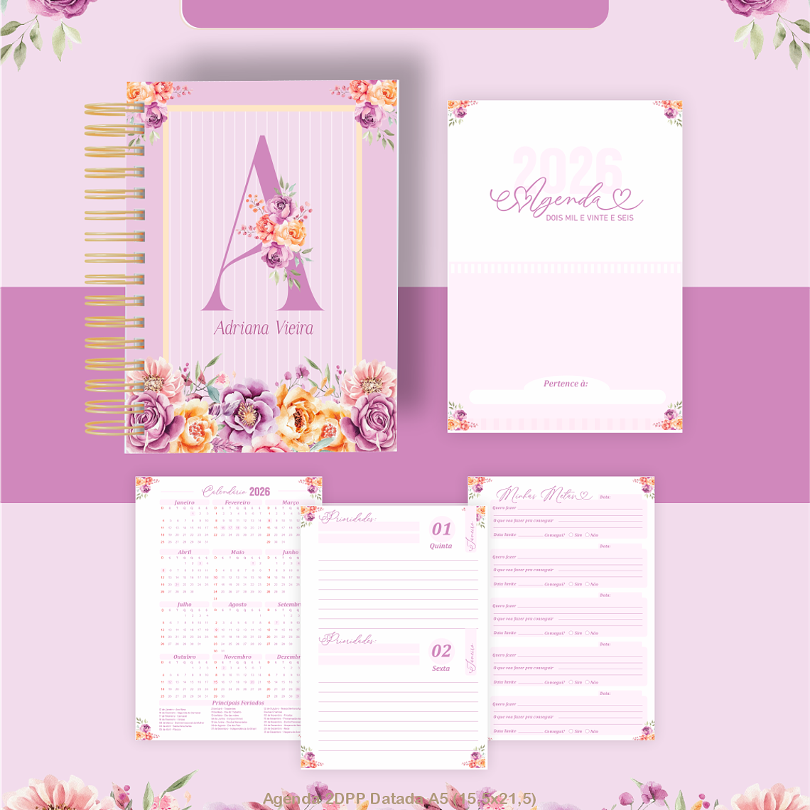 Arquivo Encadernação Coleção Floral Alfabeto 2026 - Pamella Vieira 6