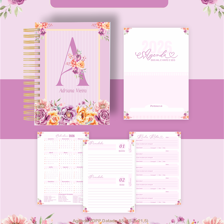 Arquivo Encadernação Coleção Floral Alfabeto 2026 - Pamella Vieira 6
