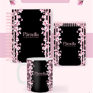 Arquivo Encadernação Coleção Sakura Preto e Rosa - Pamella Vieira