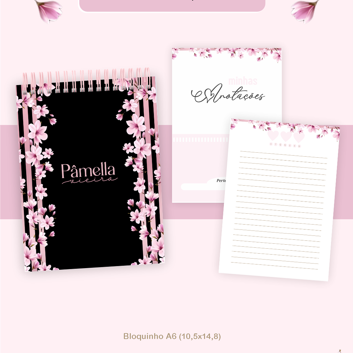 Arquivo Encadernação Coleção Sakura Preto e Rosa - Pamella Vieira 2