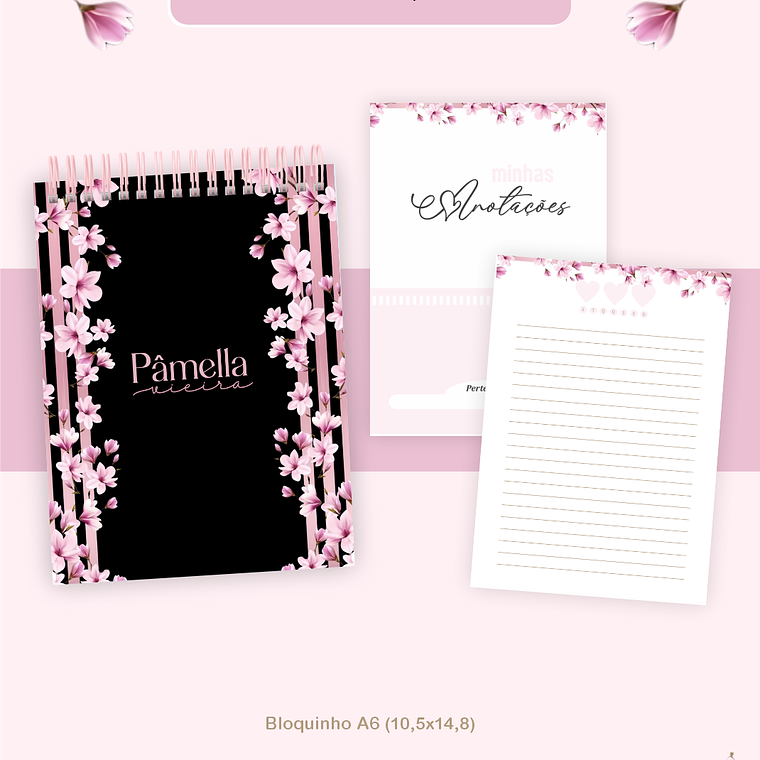 Arquivo Encadernação Coleção Sakura Preto e Rosa - Pamella Vieira 2