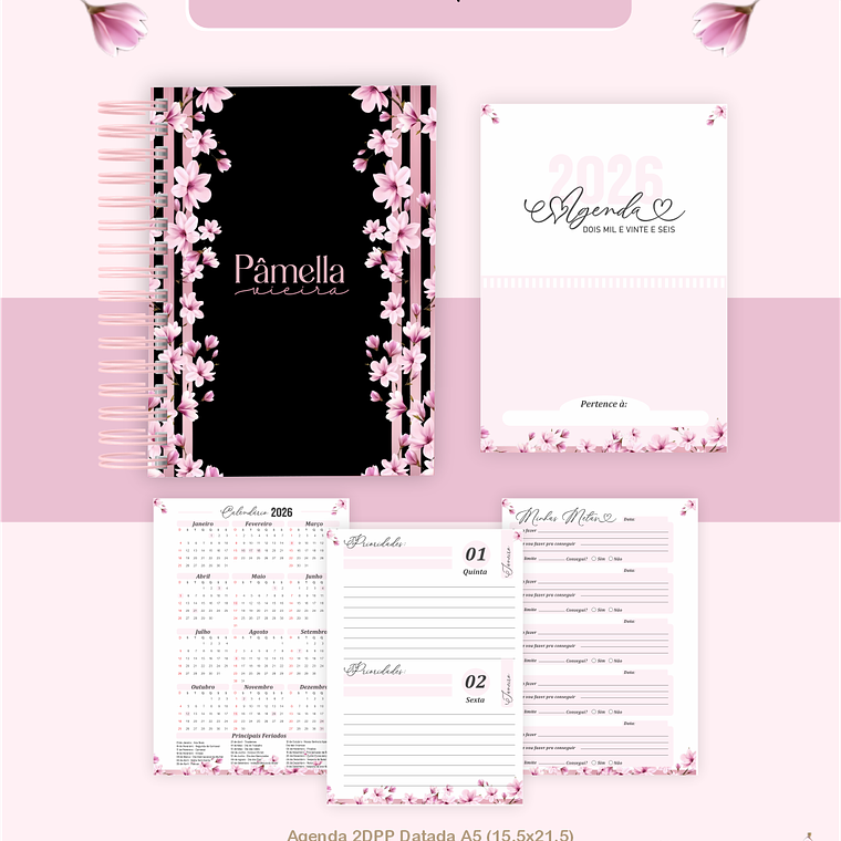 Arquivo Encadernação Coleção Sakura Preto e Rosa - Pamella Vieira 3