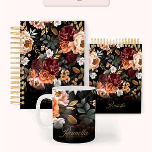 Arquivo Encadernação Coleção Floral Preta - Pamella Vieira