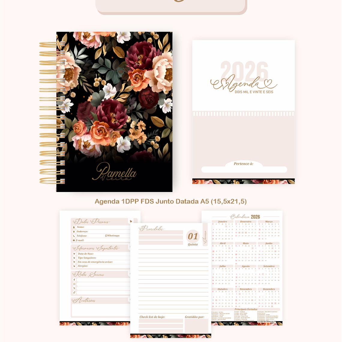 Arquivo Encadernação Coleção Floral Preta - Pamella Vieira 2