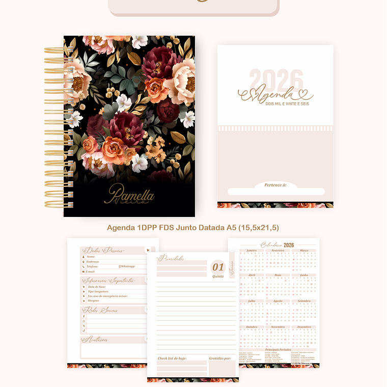 Arquivo Encadernação Coleção Floral Preta - Pamella Vieira 2