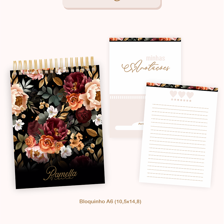Arquivo Encadernação Coleção Floral Preta - Pamella Vieira 4