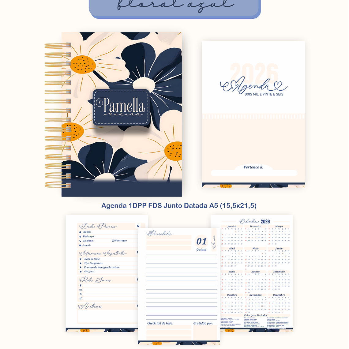 Arquivo Encadernação Coleção Floral Azul 2026 - Pamella Vieira 5