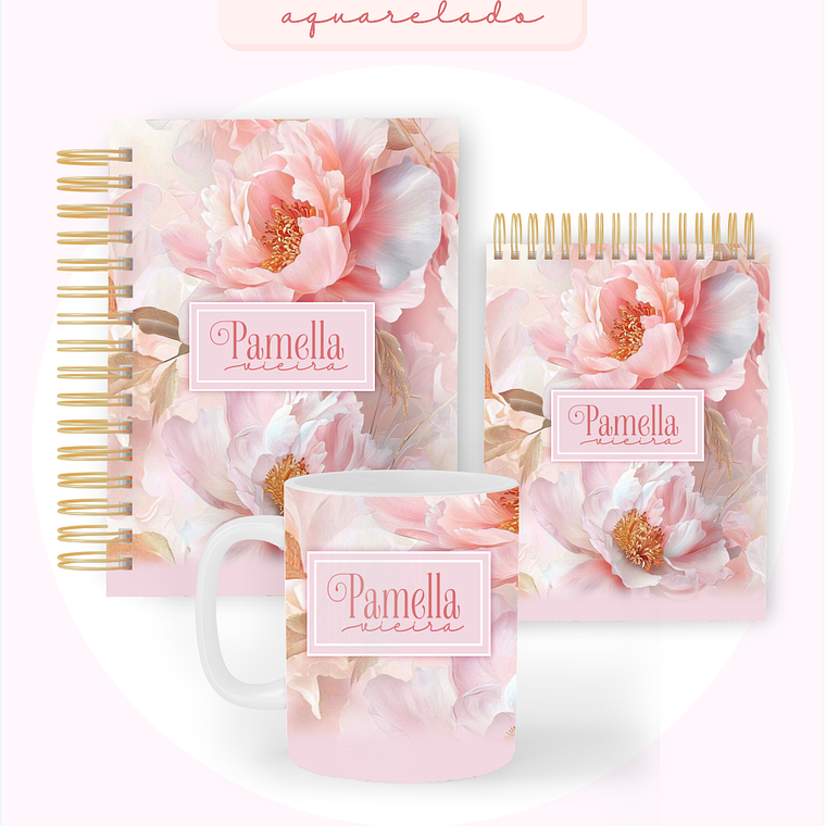 Arquivo Encadernação Coleção Floral Aquarela 2026 - Pamella Vieira 1