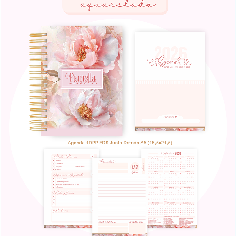 Arquivo Encadernação Coleção Floral Aquarela 2026 - Pamella Vieira 3