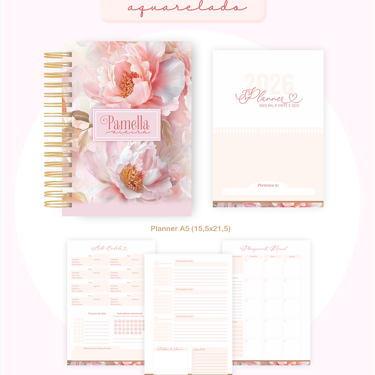Arquivo Encadernação Coleção Floral Aquarela 2026 - Pamella Vieira 6