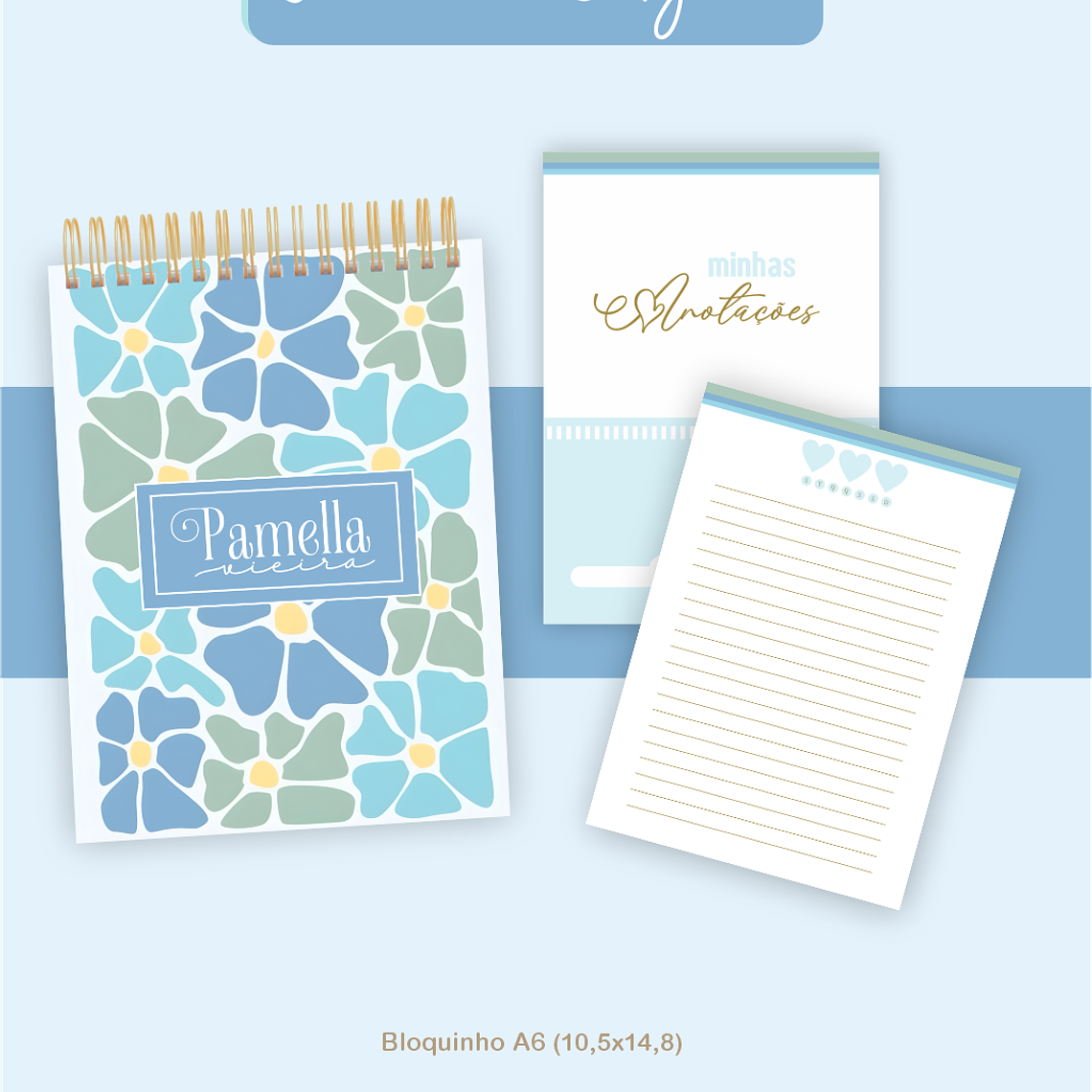 Arquivo Encadernação Coleção Floral Azul 2026 - Pamella Vieira 5