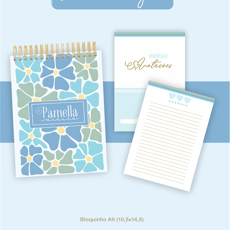 Arquivo Encadernação Coleção Floral Azul 2026 - Pamella Vieira 5