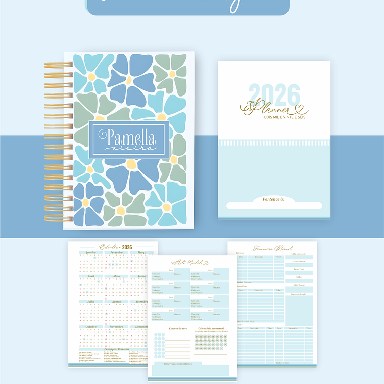 Arquivo Encadernação Coleção Floral Azul 2026 - Pamella Vieira 6