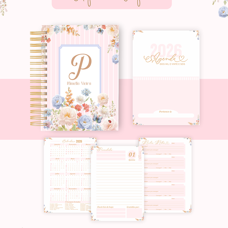 Arquivo Encadernação Coleção Alfabeto Floral Fofo 2026 - Pamella Vieira 2