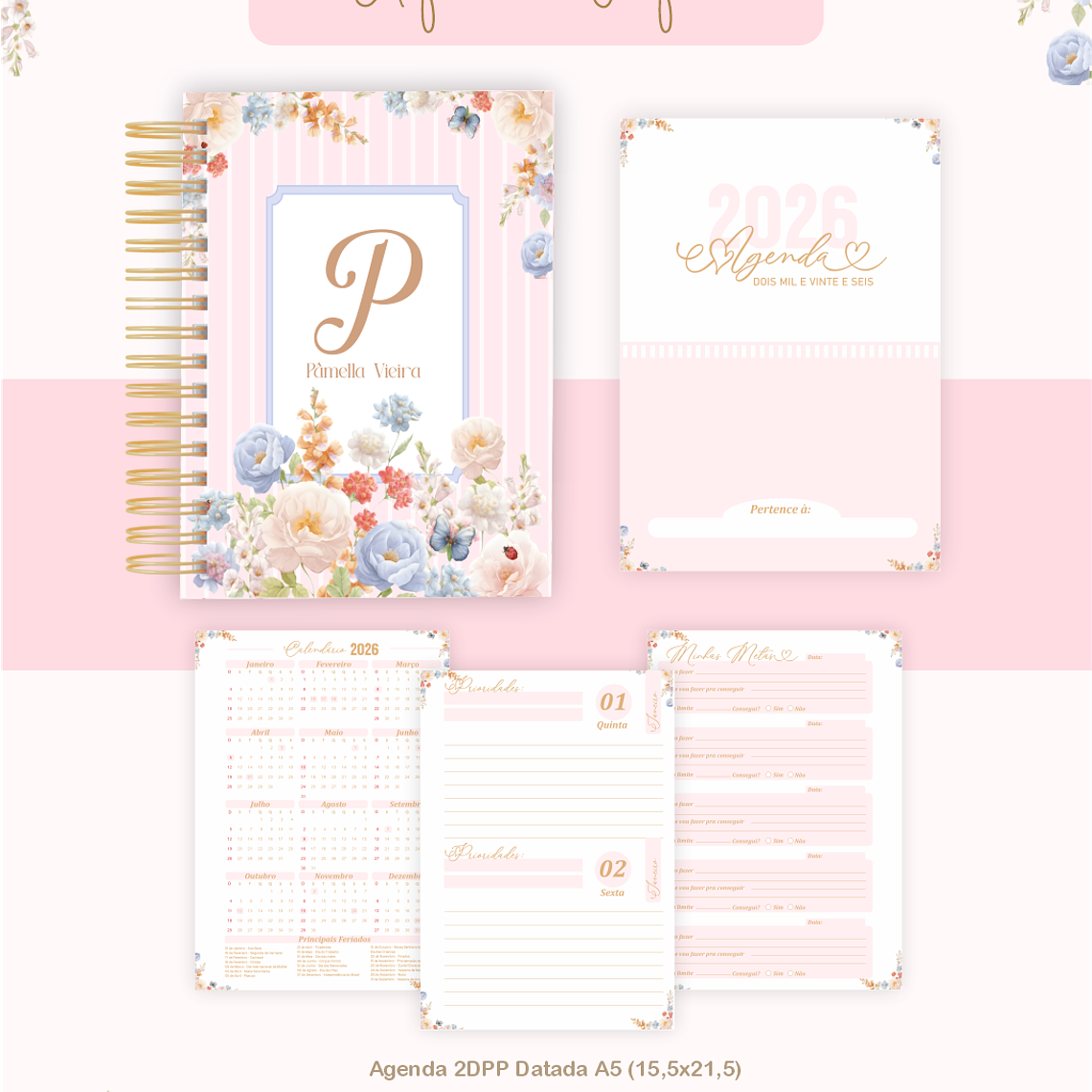 Arquivo Encadernação Coleção Alfabeto Floral Fofo 2026 - Pamella Vieira 4