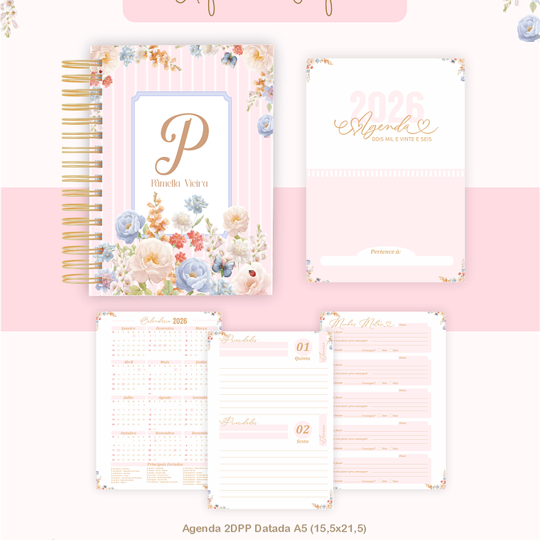 Arquivo Encadernação Coleção Alfabeto Floral Fofo 2026 - Pamella Vieira 4