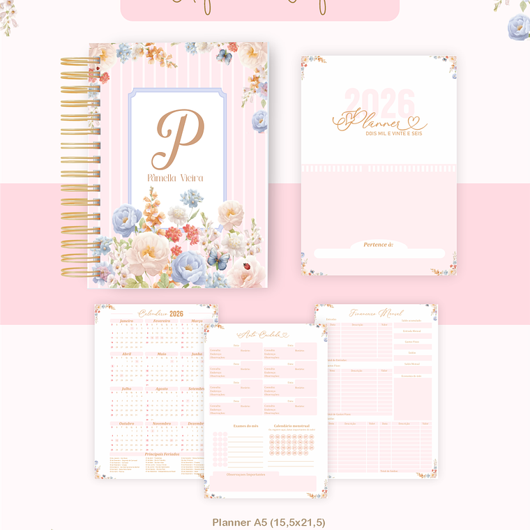 Arquivo Encadernação Coleção Alfabeto Floral Fofo 2026 - Pamella Vieira 6