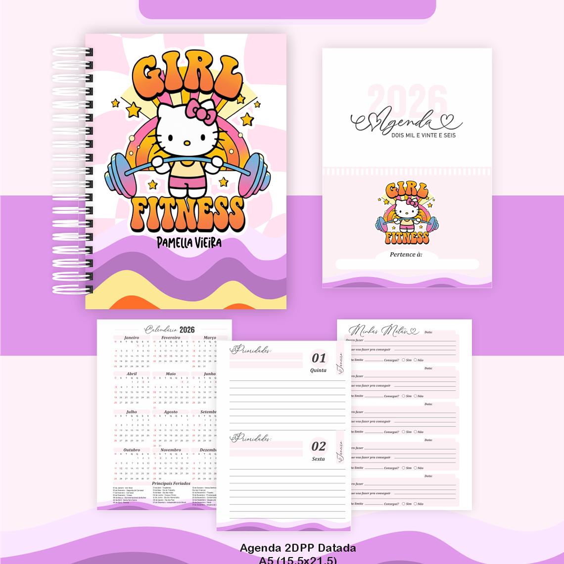 Arquivo Encadernação Coleção Hello Kitty Girl Fitness - Pamella Vieira 7