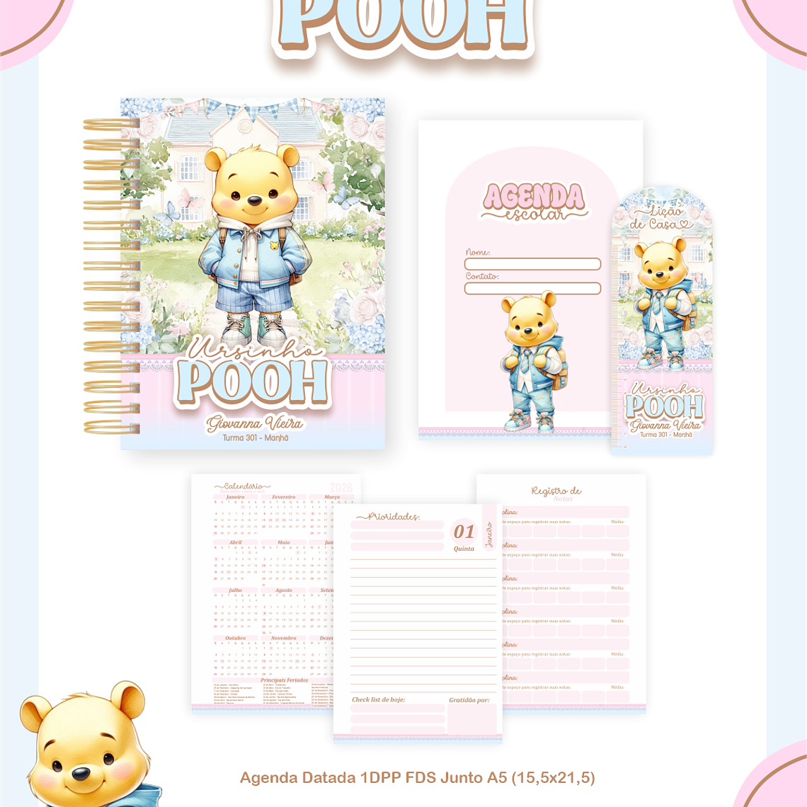 Arquivo Encadernação Escolar 2026 Ursinho Pooh 3