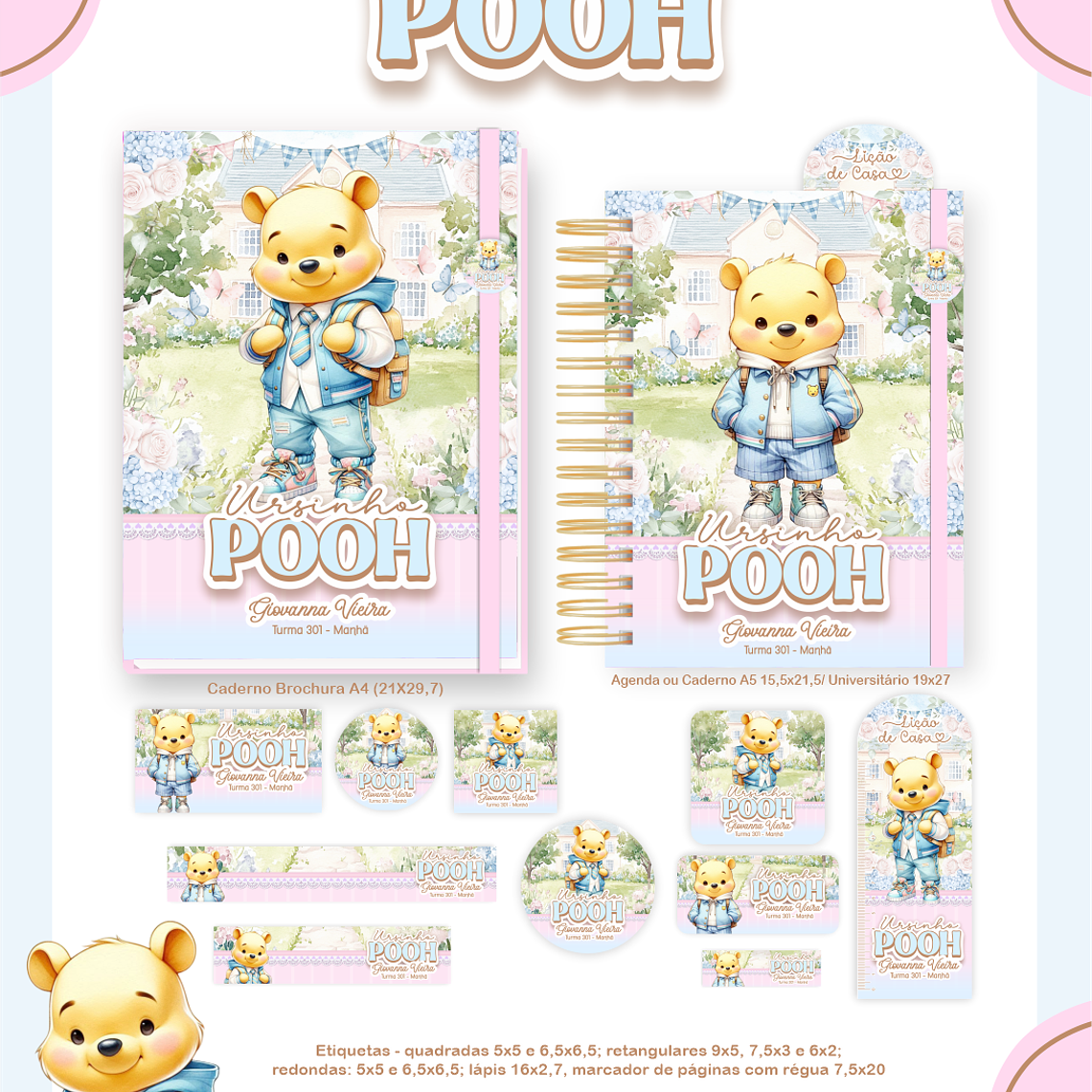 Arquivo Encadernação Escolar 2026 Ursinho Pooh 2