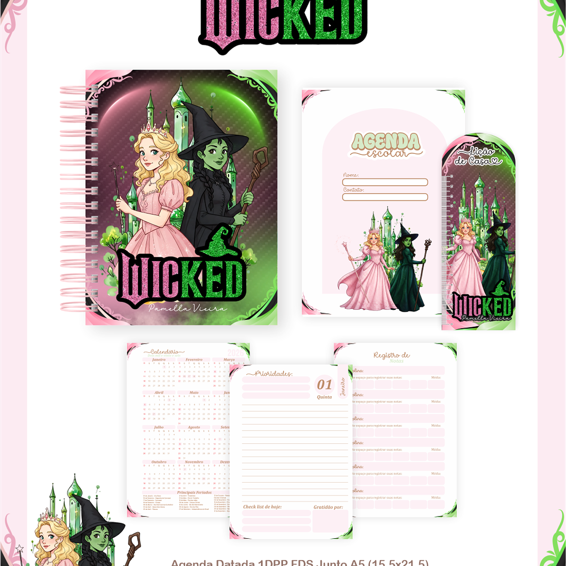 Arquivo Encadernação Escolar 2026 Wicked 5