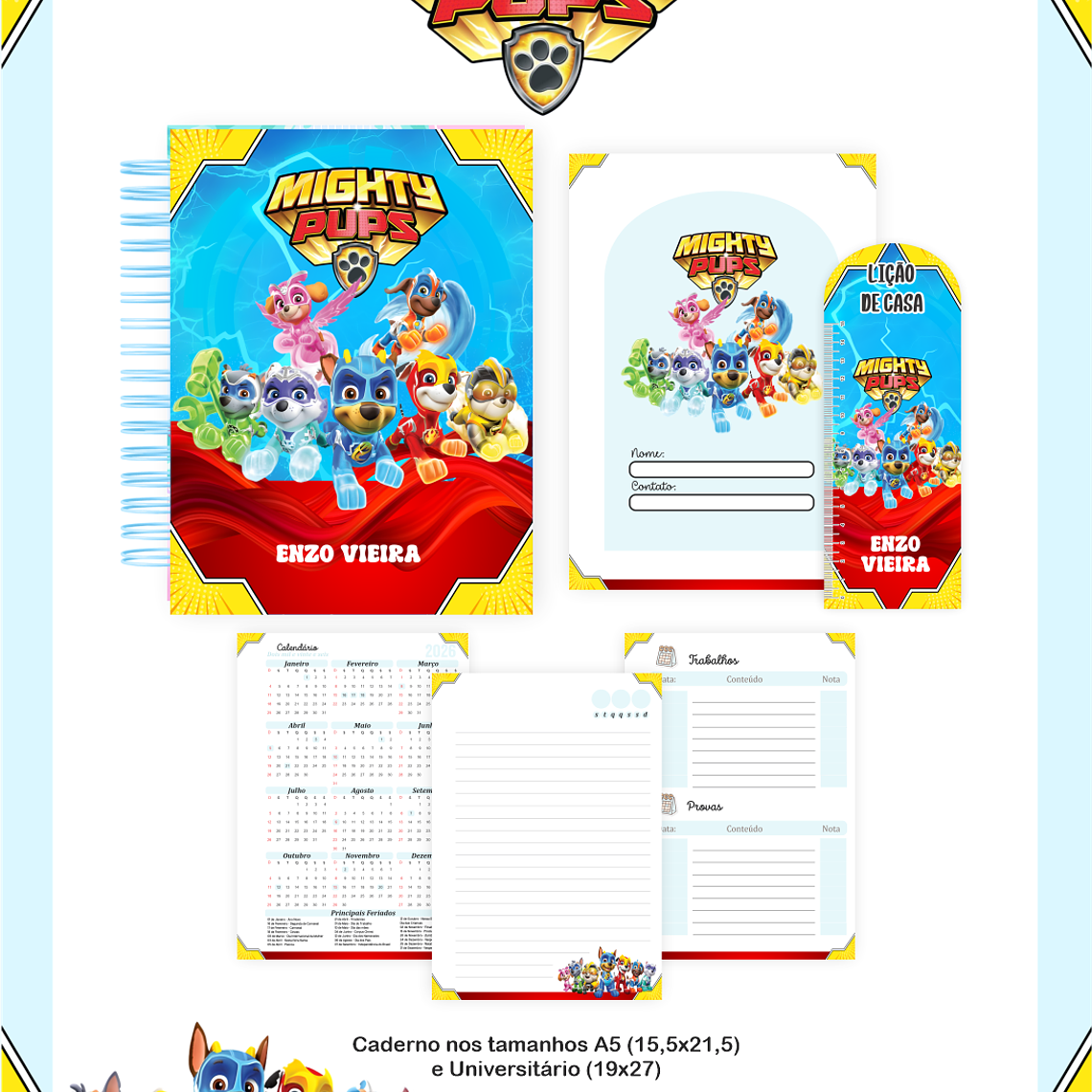 Arquivo Encadernação Escolar 2026 Patrulha Canina 4